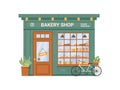 Facade of bakery shop, pastry food products, bread Royalty Free Stock Photo