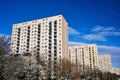 The facade with balconies of a residential high-rise building in Poznan Royalty Free Stock Photo