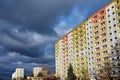 The facade  with balconies of a residential high-rise buildings Royalty Free Stock Photo