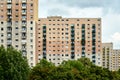 The facade with balconies of a residential high-rise buildings in Poznan Royalty Free Stock Photo