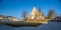 Facade of baroque Kielce Cathedral in Kielce, Poland, in March