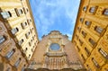 The facade of the Basilica in the Benedictine Abbey of Montserrat, Santa Maria de Montserrat. Spain Royalty Free Stock Photo