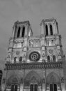 Facade of Basilica of Notre Dame de Paris in France Royalty Free Stock Photo