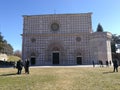 Facade of the basilica of Santa Maria of Collemaggio to l`Aquila in Italy.