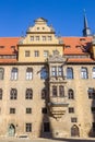 Facade with bay window of the castle in Merseburg