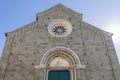 The facade of the beautiful Church of San Pietro in Corniglia, Cinque Terre, Liguria, Italy