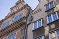 The facade of the beautiful historic building on the street of the Old Town of Gdansk. Poland Royalty Free Stock Photo