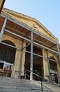 Facade Of The Beautiful Market Of Chania With Its Beautiful Clock In The Center. History Architecture Travel.