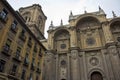 Facade with bell tower of Cathedral of Granada,  Cathedral of the Incarnation (Spain Royalty Free Stock Photo