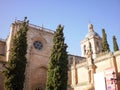 Facade and bell tower of the Cathedral of Santa Maria de la Villa ... December 8, 2011. City Rodrigo Castilla Y Leon Spain Europe Royalty Free Stock Photo