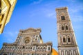 Facade and bell tower of the Cathedral Santa Maria del Fiore, The Dome in Florence Royalty Free Stock Photo