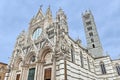 Facade and bell tower of the cathedral of Siena