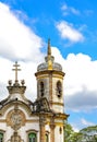 Facade and bell tower of old church