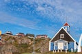 Facade of the Bethel Blue church 1775 located in Sisimiut, Greenland