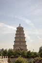 Facade of Big Wild Goose Pagoda, Xian, China against blue skies Royalty Free Stock Photo