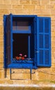 Facade with Blue windows Jaffa Israel Royalty Free Stock Photo