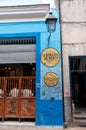 Facade of the Bodeguita del Medio restaurant in Havana, famous for its cocktail bar. Cuba. Royalty Free Stock Photo