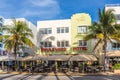 facade of boulevard hotel at the. famous art deco hotel at ocean drive, south beach, Miami Royalty Free Stock Photo