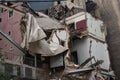 Facade of a building collapsed in an explosion