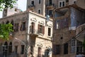 Facade of a building collapsed in an explosion