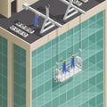 Facade Building Cleaning Isometric Composition
