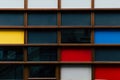 Facade of a building with colored rectangles