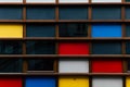 Facade of a building with colored rectangles