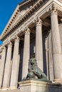 Facade of the building of Congress of Deputies, the spanish parliament in Madrid, Spain Royalty Free Stock Photo