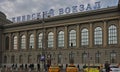 The facade of the building of the Kiev station in Moscow