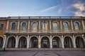 The facade of the building of the museum with arcades