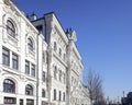 Facade of the building of The Polytechnic Museum in the center of Moscow. Sunny spring view.