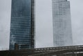 Facade buildings in a misty city