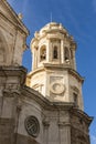 Facade of Cadiz Cathedral bell tower Royalty Free Stock Photo