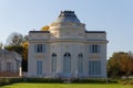 The facade of the castle in the Bagatelle park. This small castle was built in 1777 in neo-palladian style.Paris. Royalty Free Stock Photo