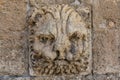 Old sculpture of a lion head in the facade of the cathedral in Almeria, Andalusia, Spain Royalty Free Stock Photo