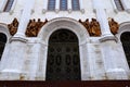 Facade of Cathedral of Christ the Saviour in Moscow Royalty Free Stock Photo