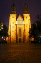 Facade of the Cathedral Church at night Royalty Free Stock Photo