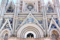 Facade of Cathedral in Orvieto, Italy Royalty Free Stock Photo