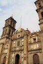 Facade of the cathedral in puebla city, mexico IV Royalty Free Stock Photo