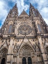 Facade of Cathedral of Saints Vitus, Wenceslaus and Adalbert in Prague