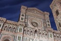 Facade of the Cathedral Santa Maria del Fiore at night in Flore Royalty Free Stock Photo