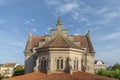 A facade of a church made of stone and clay roofs in La Ramallosa, Po Royalty Free Stock Photo