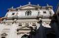 Facade of the church with nine statues in Venice. Royalty Free Stock Photo