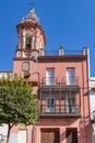 Facade of the Church Nuestra SeÃ±ora de la O, Our Lady of O, a Catholic temple in the Triana neighborhood. It is the seat of the