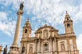 The facade of the church of Saint Dominic and column of the Immaculate Conception in historic center of Palermo, Sicily Royalty Free Stock Photo