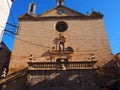 Facade of the church of san jaime de arbeca, lerida, spain, europe Royalty Free Stock Photo