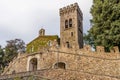 The facade of the church of San Lorenzo in the upper part of the medieval village of Castagneto Carducci, Tuscany, Italy