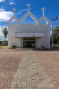 Facade of the Church of Santa Terezinha, in the municipality of Rubineia, Sao Paulo Royalty Free Stock Photo