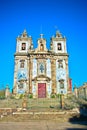 Facade of Church Santo Ildefonso landscape in Porto Portugal