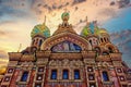 Facade Church Of The Savior On Spilled Blood, St. Petersburg, Russia at sunset or sunrise